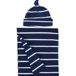 AD Sutton Blankets & Quilts*A.D Sutton - Baby Cotton Swaddle Blanket Wrap with Headband or Hat Set, Blue Space