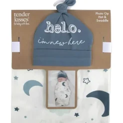 AD Sutton Blankets & Quilts*A.D Sutton - Baby Cotton Swaddle Blanket Wrap with Headband or Hat Set, Hello I'm New Here