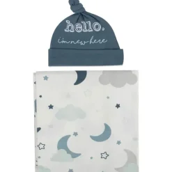 AD Sutton Blankets & Quilts*A.D Sutton - Baby Cotton Swaddle Blanket Wrap with Headband or Hat Set, Hello I'm New Here