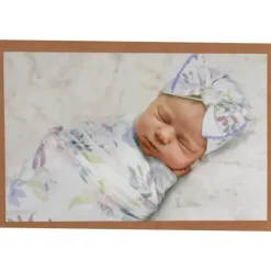 AD Sutton Blankets & Quilts*A.D Sutton - Baby Cotton Swaddle Blanket Wrap with Headband or Hat Set, Lilac Flower