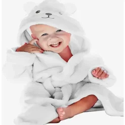 AD Sutton Baby Robes*A.D Sutton - Baby Terry Cloth Plush Animal Face Robe, 0-9 Month Baby Robe with Ears, White Bear