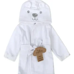 AD Sutton Baby Robes*A.D Sutton - Baby Terry Cloth Plush Animal Face Robe, 0-9 Month Baby Robe with Ears, White Bear