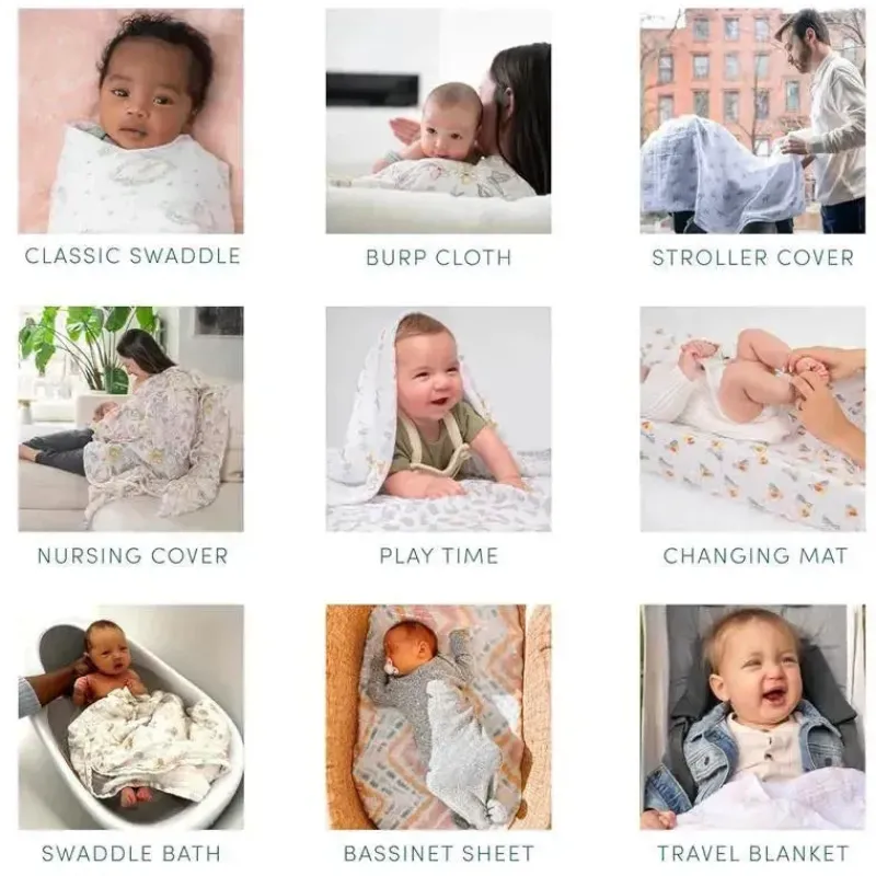 Aden + Anais Blanket Gift Set|Swaddles & Wearable Blankets*- 4 Pk Elephant Circus Swaddle Blankets