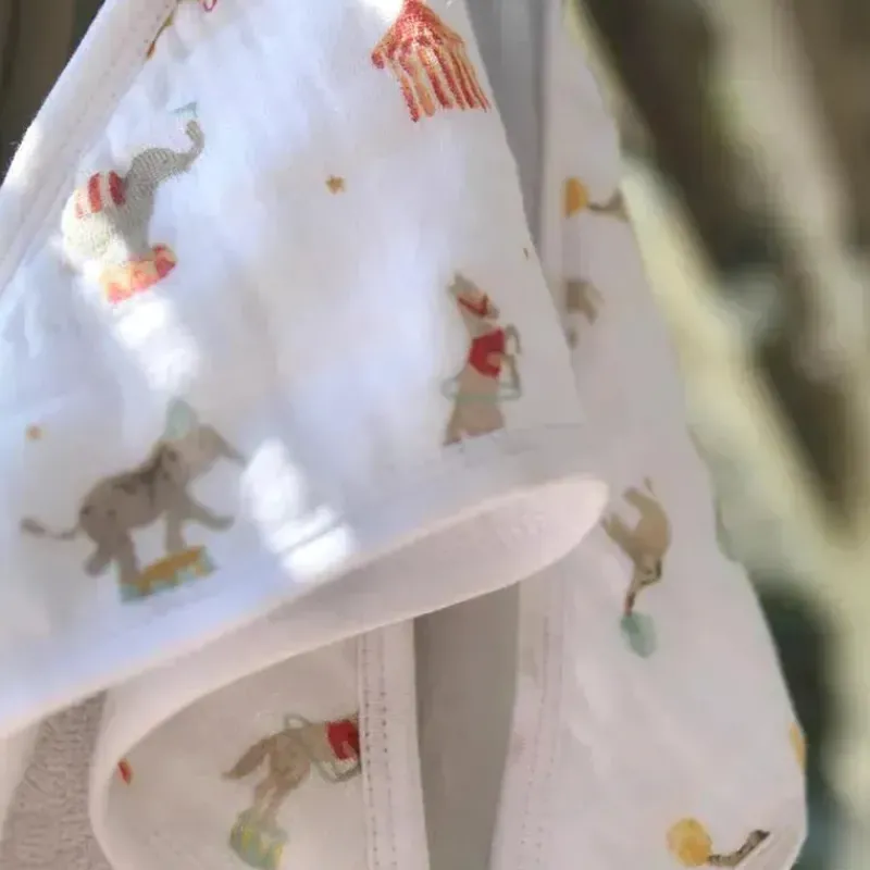 Aden + Anais Bath Gift Set|Baby Bath Towels*- 2 Pk Essential Elephant Circus Hooded Baby Bath Towel