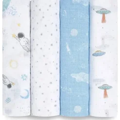 Aden + Anais Blanket Gift Set|Swaddles & Wearable Blankets*- 4 Pk Muslin Swaddles, Space Explorers