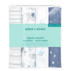 Aden + Anais Blanket Gift Set|Swaddles & Wearable Blankets*- 4 Pk Muslin Swaddles, Time To Dream