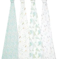 Aden + Anais Blanket Gift Set|Swaddles & Wearable Blankets*- 4 Pk Muslin Swaddles, Voyager