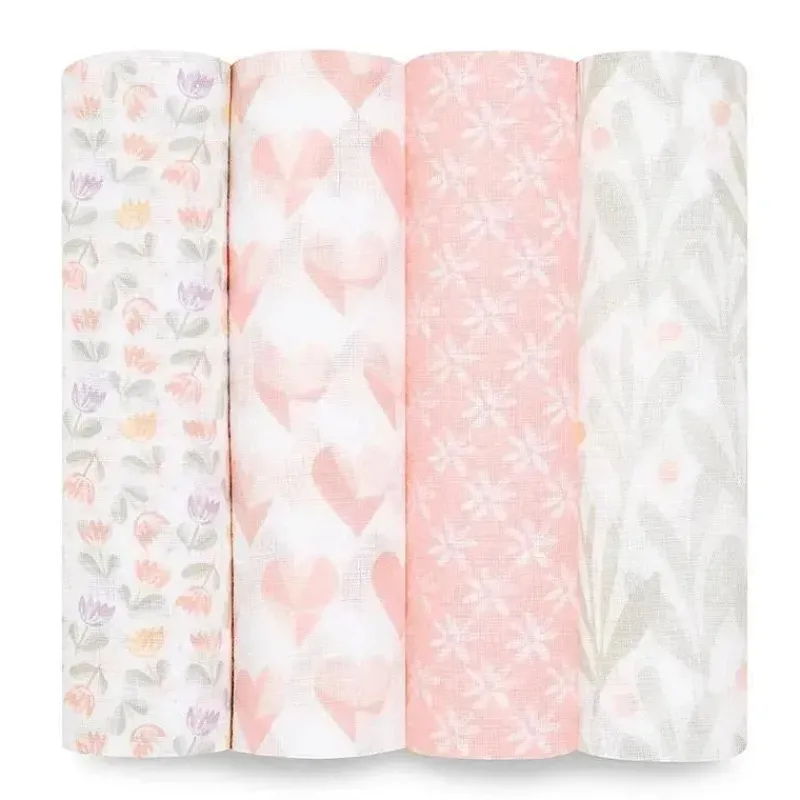 Aden + Anais Blanket Gift Set|Swaddles & Wearable Blankets*- 4 Pk Muslin Swaddles, Piece of My Heart