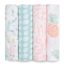 Aden + Anais Blanket Gift Set|Swaddles & Wearable Blankets*- 4 Pk Muslin Swaddles, Tropicalia