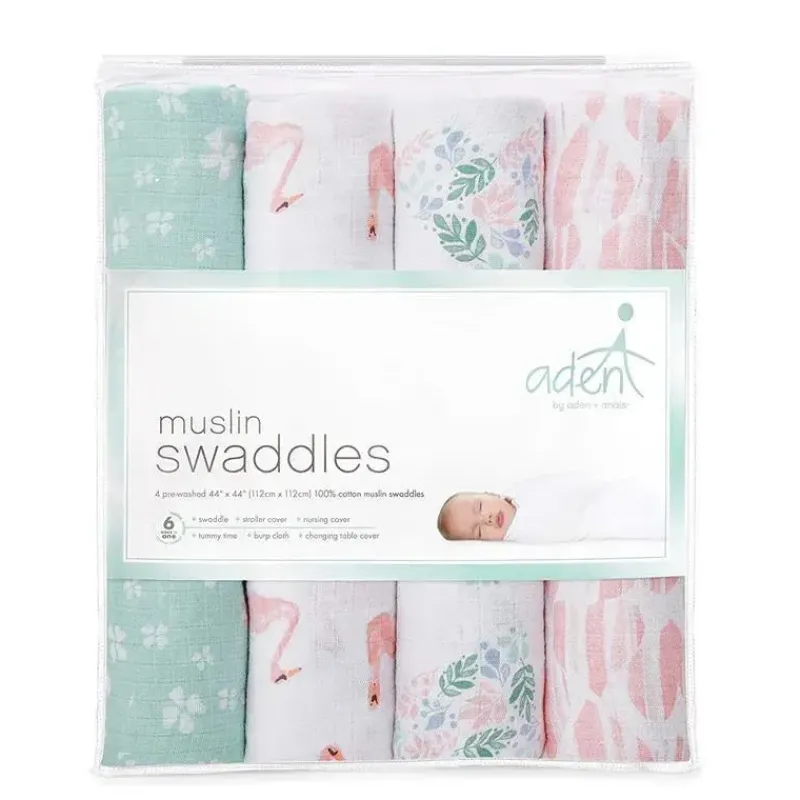 Aden + Anais Blanket Gift Set|Swaddles & Wearable Blankets*- 4 Pk Muslin Swaddles, Briar Rose