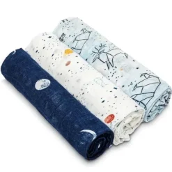 Aden + Anais Blanket Gift Set|Swaddles & Wearable Blankets*- 3-Pack Swaddles - Silky Soft, Stargaze