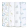 Aden + Anais Blanket Gift Set|Swaddles & Wearable Blankets*- 4Pk Cotton Muslin Swaddle, Natural History