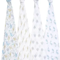 Aden + Anais Blanket Gift Set|Swaddles & Wearable Blankets*- 4Pk Cotton Muslin Swaddle, Natural History
