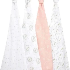 Aden + Anais Blanket Gift Set|Swaddles & Wearable Blankets*- 4Pk Muslin Swaddles Blushing Bunnies