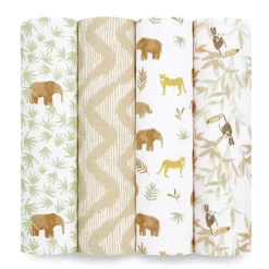 Aden + Anais Blanket Gift Set|Swaddles & Wearable Blankets*- 4Pk Muslin Swaddles Tanzania