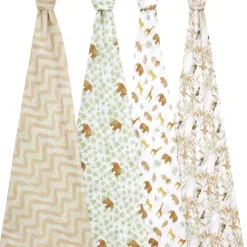 Aden + Anais Blanket Gift Set|Swaddles & Wearable Blankets*- 4Pk Muslin Swaddles Tanzania