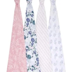 Aden + Anais Blanket Gift Set|Swaddles & Wearable Blankets*- 4Pk Muslin Swaddles, Flowers Bloom