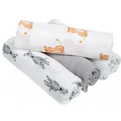 Aden + Anais Blanket Gift Set|Swaddles & Wearable Blankets*- 4Pk Muslin Swaddles, Safari Babes