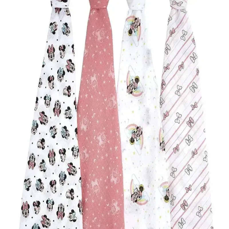 Aden + Anais Blanket Gift Set|Blankets & Quilts*- Swaddle Blanket, Muslin Blankets, 4 Pk, Minnie Mouse Rainbows