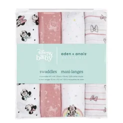 Aden + Anais Blanket Gift Set|Blankets & Quilts*- Swaddle Blanket, Muslin Blankets, 4 Pk, Minnie Mouse Rainbows