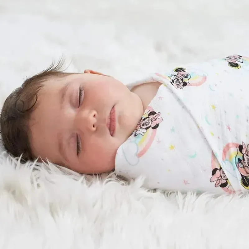 Aden + Anais Blanket Gift Set|Blankets & Quilts*- Swaddle Blanket, Muslin Blankets, 4 Pk, Minnie Mouse Rainbows