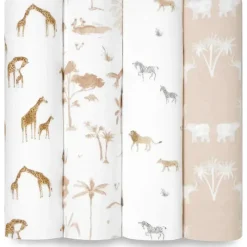 Aden + Anais Blanket Gift Set|Blankets & Quilts*- Swaddle Blanket, 100% Organic Cotton Blankets, 4 Pack, Safari Dreams