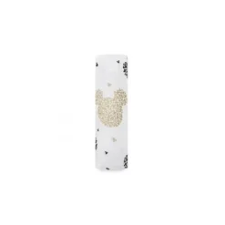 Aden + Anais Mickey & Minnie*Disney Mickey's 90th Muslin Swaddling Cloth, White, Black And Gold
