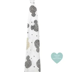 Aden + Anais Mickey & Minnie*Disney Mickey's 90th Muslin Swaddling Cloth, White, Black And Gold