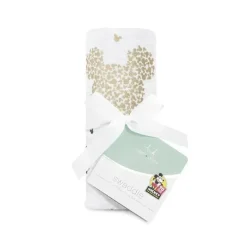 Aden + Anais Mickey & Minnie*Disney Mickey's 90th Muslin Swaddling Cloth, White, Black And Gold