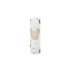 Aden + Anais Mickey & Minnie*Disney Mickey's 90th Muslin Swaddling Cloth, White, Black And Gold