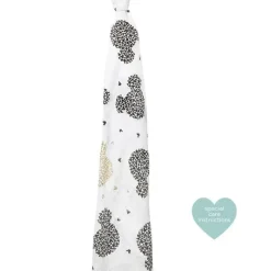 Aden + Anais Mickey & Minnie*Disney Mickey's 90th Muslin Swaddling Cloth, White, Black And Gold