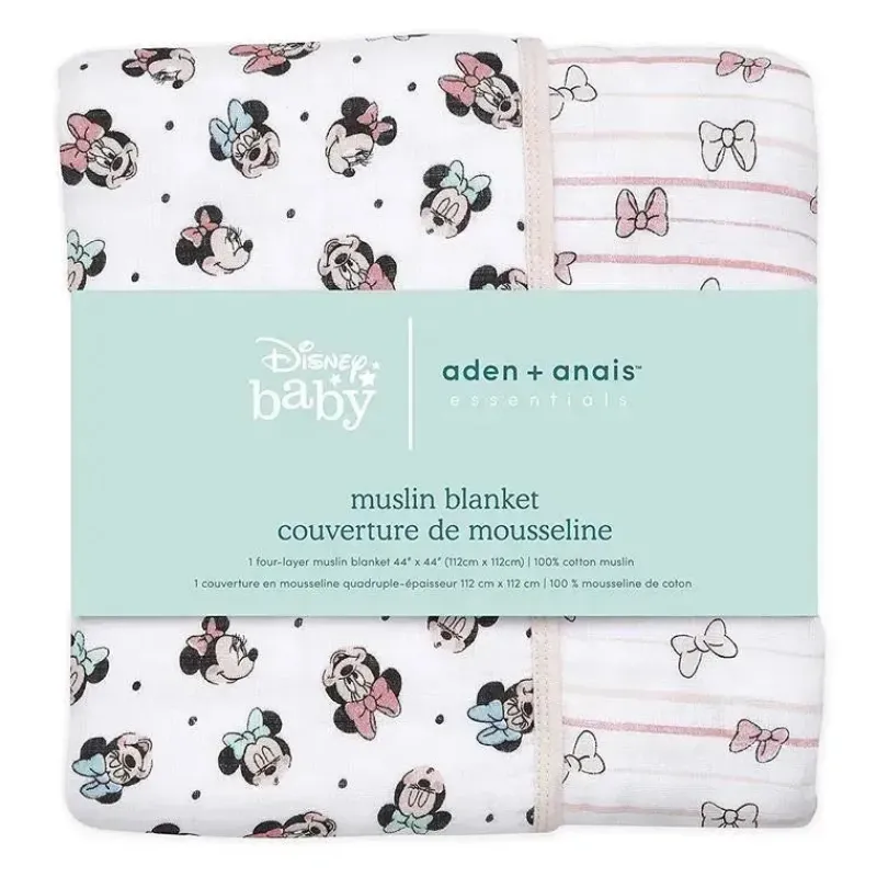 Aden + Anais Mickey & Minnie|Blankets & Quilts*Essentials Muslin Blanket Minnie Rainbows