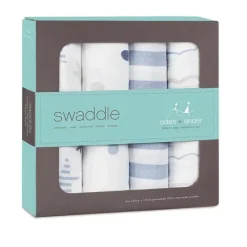 Aden + Anais Blanket Gift Set|Swaddles & Wearable Blankets*4Pk Classic Swaddle, Rock Star