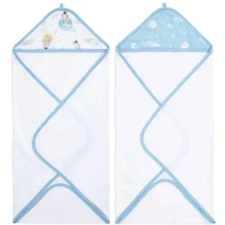 Aden + Anais Bath Gift Set|Baby Washcloths*Aden+Anais - 2Pk Hooded Baby Bath Towel, Space Explorers