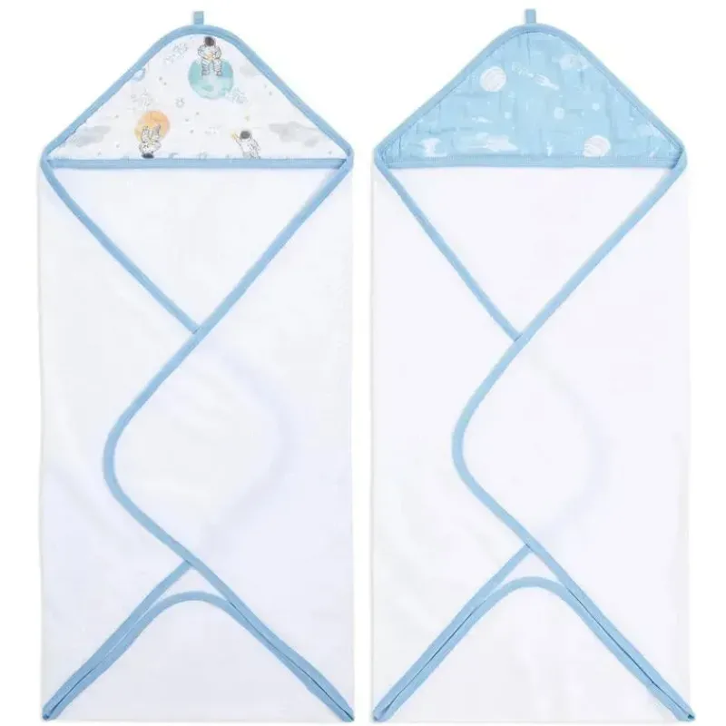 Aden + Anais Bath Gift Set|Baby Washcloths*Aden+Anais - 2Pk Hooded Baby Bath Towel, Space Explorers