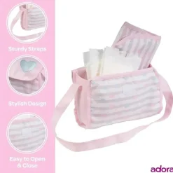 Adora Dolls Accessories|Dolls*- Baby Doll Diaper Bag, Includes Changing Mat and 2 Doll Diapers, Classic Pastel Pink