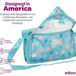 Adora Dolls Accessories|Dolls*- Baby Doll Diaper Bag, Includes Changing Mat and 2 Doll Diapers, Blue Flower Power