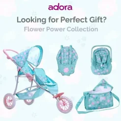 Adora Dolls Accessories|Dolls*- Baby Doll Diaper Bag, Includes Changing Mat and 2 Doll Diapers, Blue Flower Power