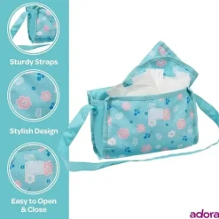 Adora Dolls Accessories|Dolls*- Baby Doll Diaper Bag, Includes Changing Mat and 2 Doll Diapers, Blue Flower Power