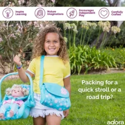 Adora Dolls Accessories|Dolls*- Baby Doll Diaper Bag, Includes Changing Mat and 2 Doll Diapers, Blue Flower Power