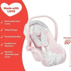 Adora Dolls Accessories|Dolls*- Classic Doll Car Seat, Pastel Pink