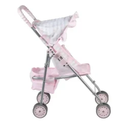 Adora Dolls Accessories|Dolls*- Pastel Pink Heart Baby Doll Stroller with Umbrella Shade & Ruffle Trim