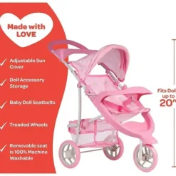 Adora Dolls Accessories|Dolls*- Snack N Go Baby Doll Stroller with Shade, Rainbow Rose