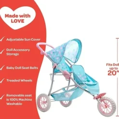 Adora Dolls*- Twin Jogger Baby Doll Stroller, Flower Power