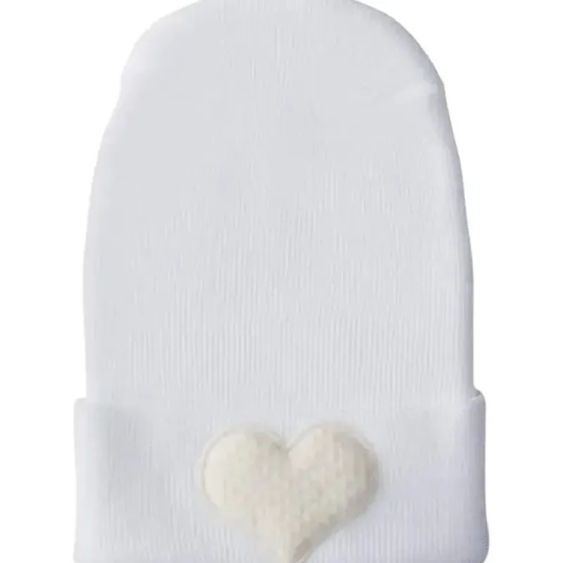 Adora Baby Gifts Baby Hats*- Newborn Baby Hospital Hat, Fuzzy Ivory Heart