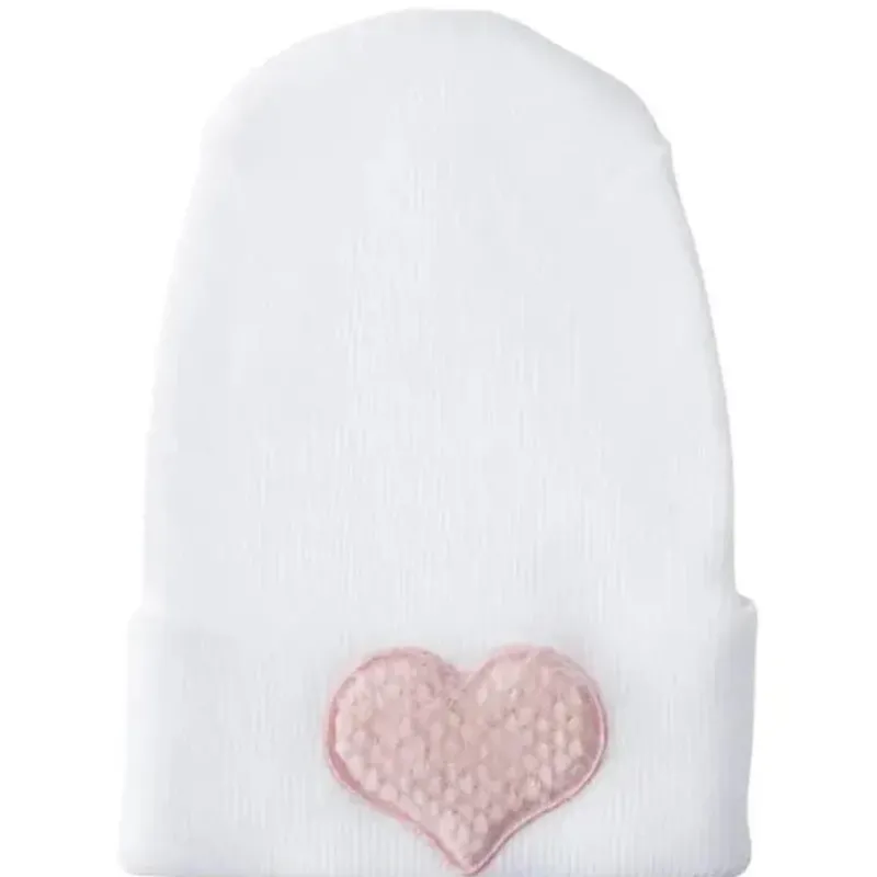 Adora Baby Gifts Baby Hats*- Newborn Baby Hospital Hat, Fuzzy Blush Heart