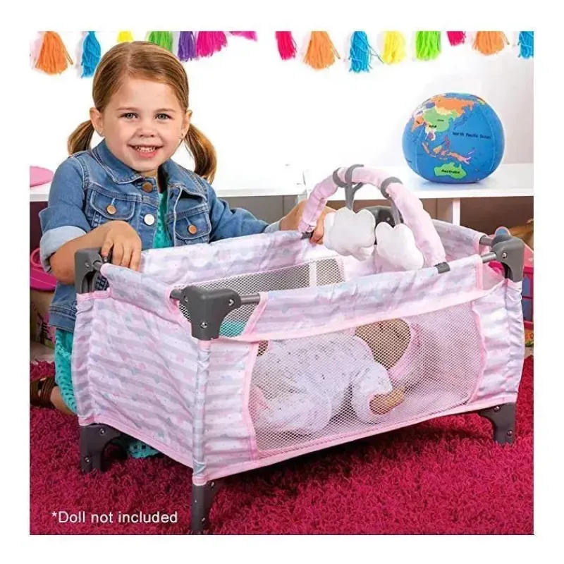 Adora Dolls Accessories|Dolls*Crib Pink Deluxe Pack N Play (7 Piece set)