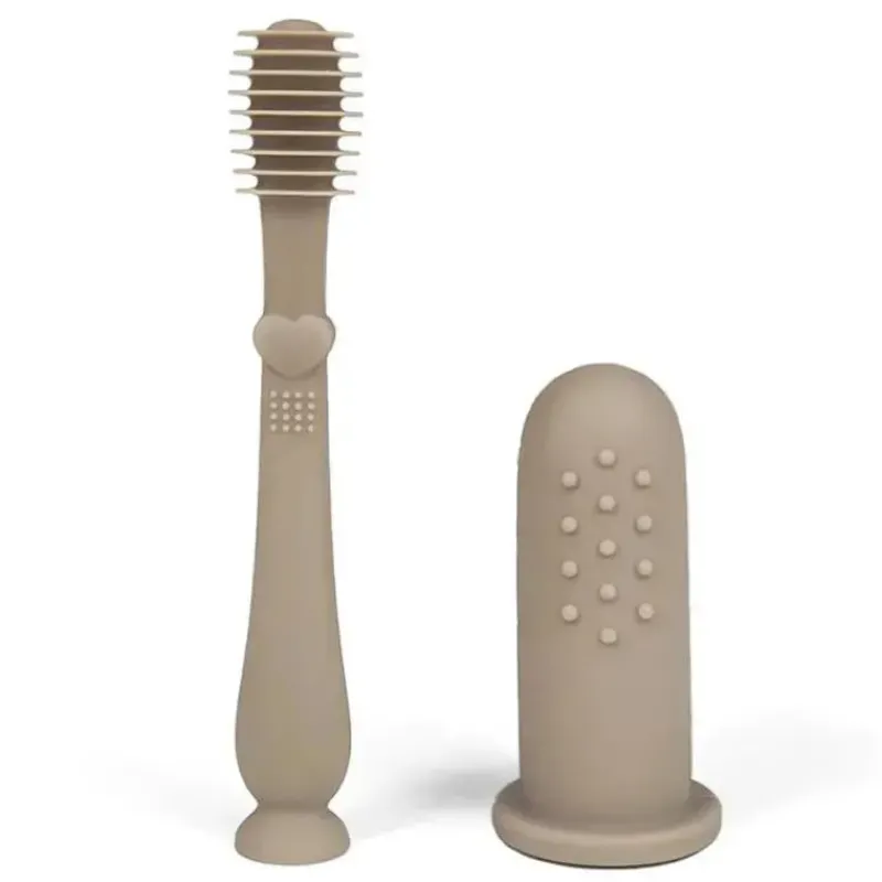 Ali + Oli Oral & Nasal Care*- Baby Finger Toothbrush & Tongue Cleaner Oral Set, Sand