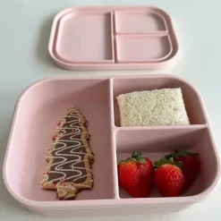 Ali + Oli Lunch Box|Dishes, Utensils & Food Containers*- Leakproof Silicone Bento Box, Blush