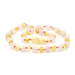 Ali + Oli Amber Necklaces*- Lemon Polished Amber & Pink Quartz Necklaces